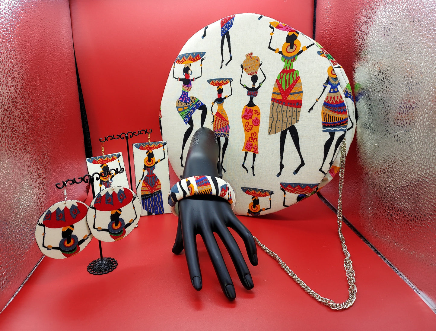 African Women Figure handmade Earring and Bracelet Sets.