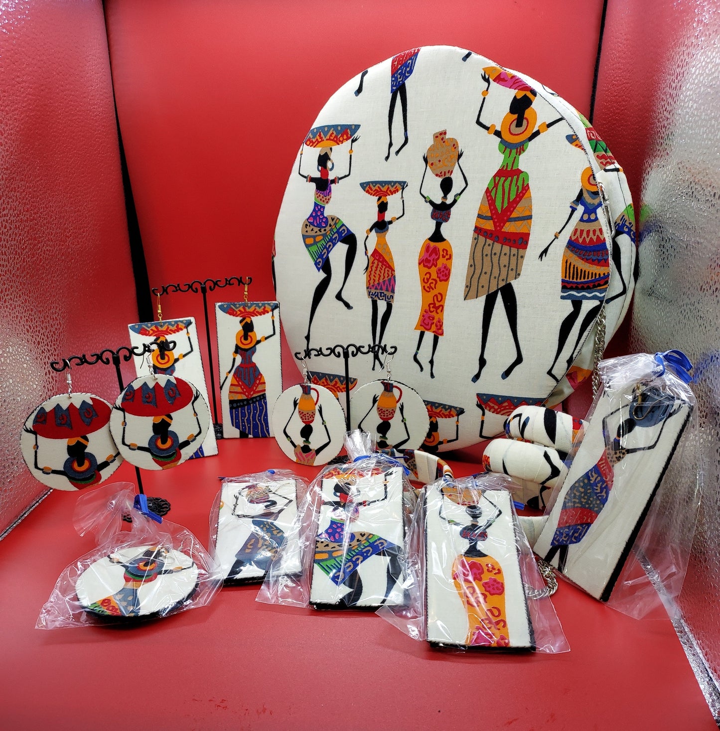 African Women Figure handmade Earring and Bracelet Sets.