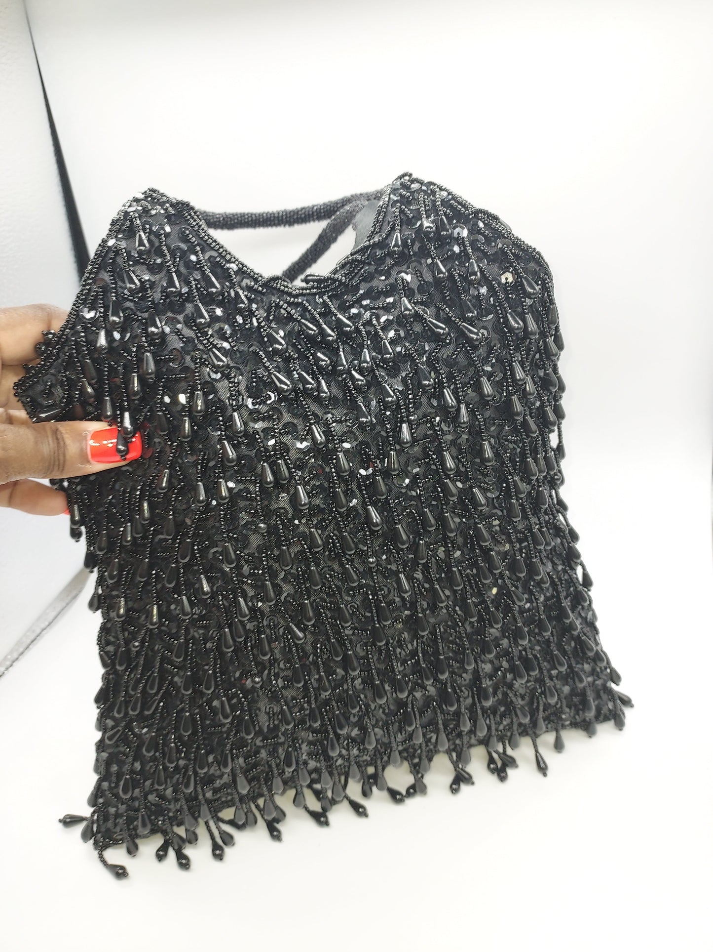 Black Beaded Bag For Women