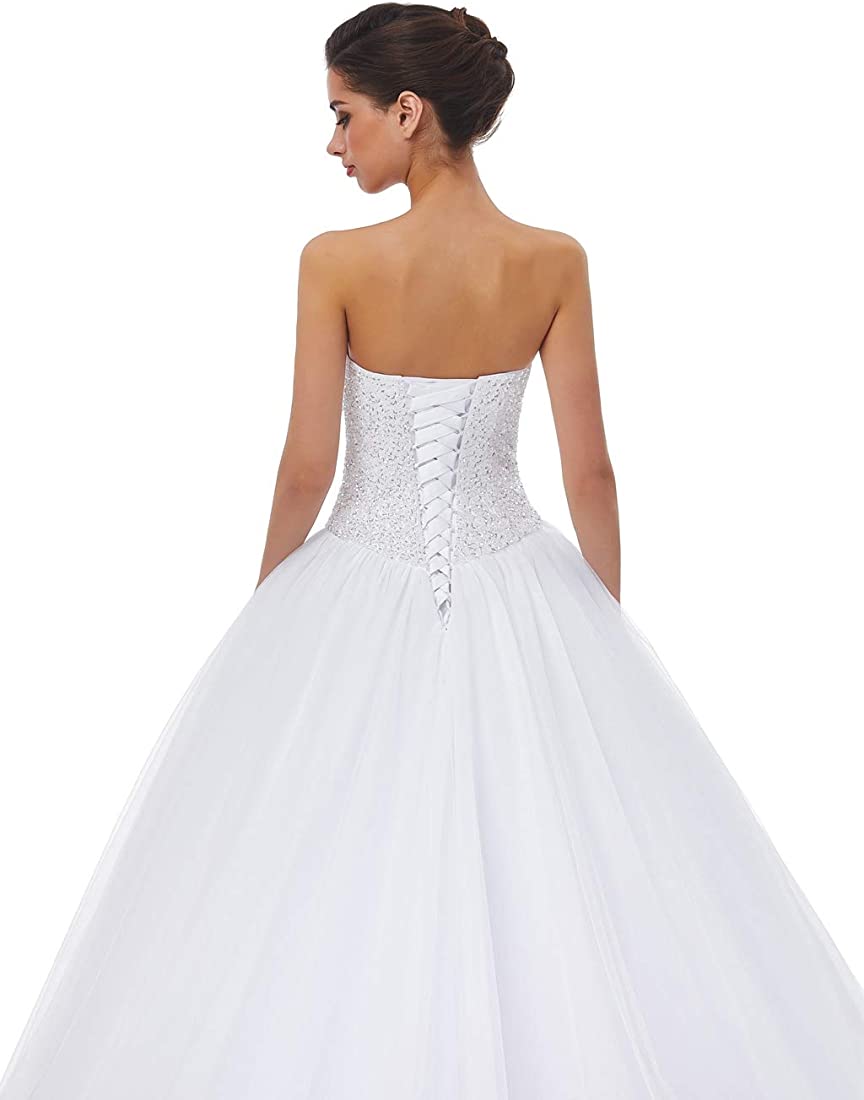 Women's Sweetheart Tulle A-line Wedding Dresses for Bride with Train