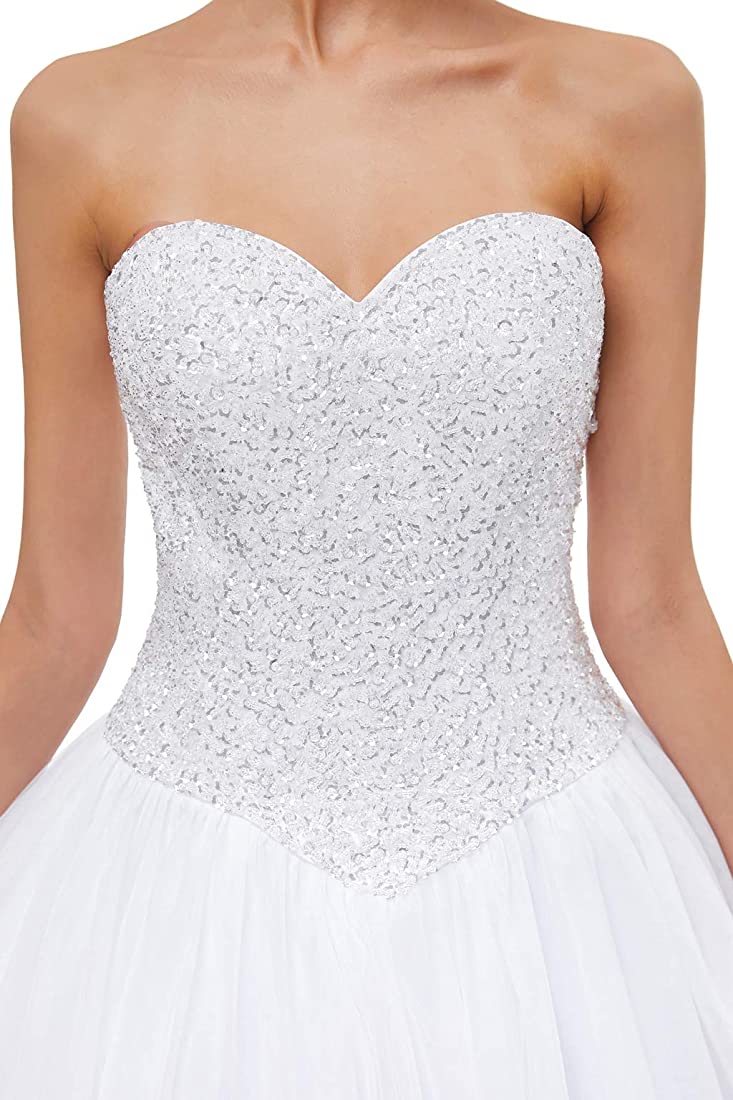 Women's Sweetheart Tulle A-line Wedding Dresses for Bride with Train
