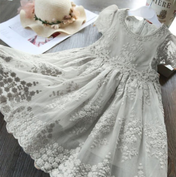 Rose Lace Floral Print Dresses for Girls
