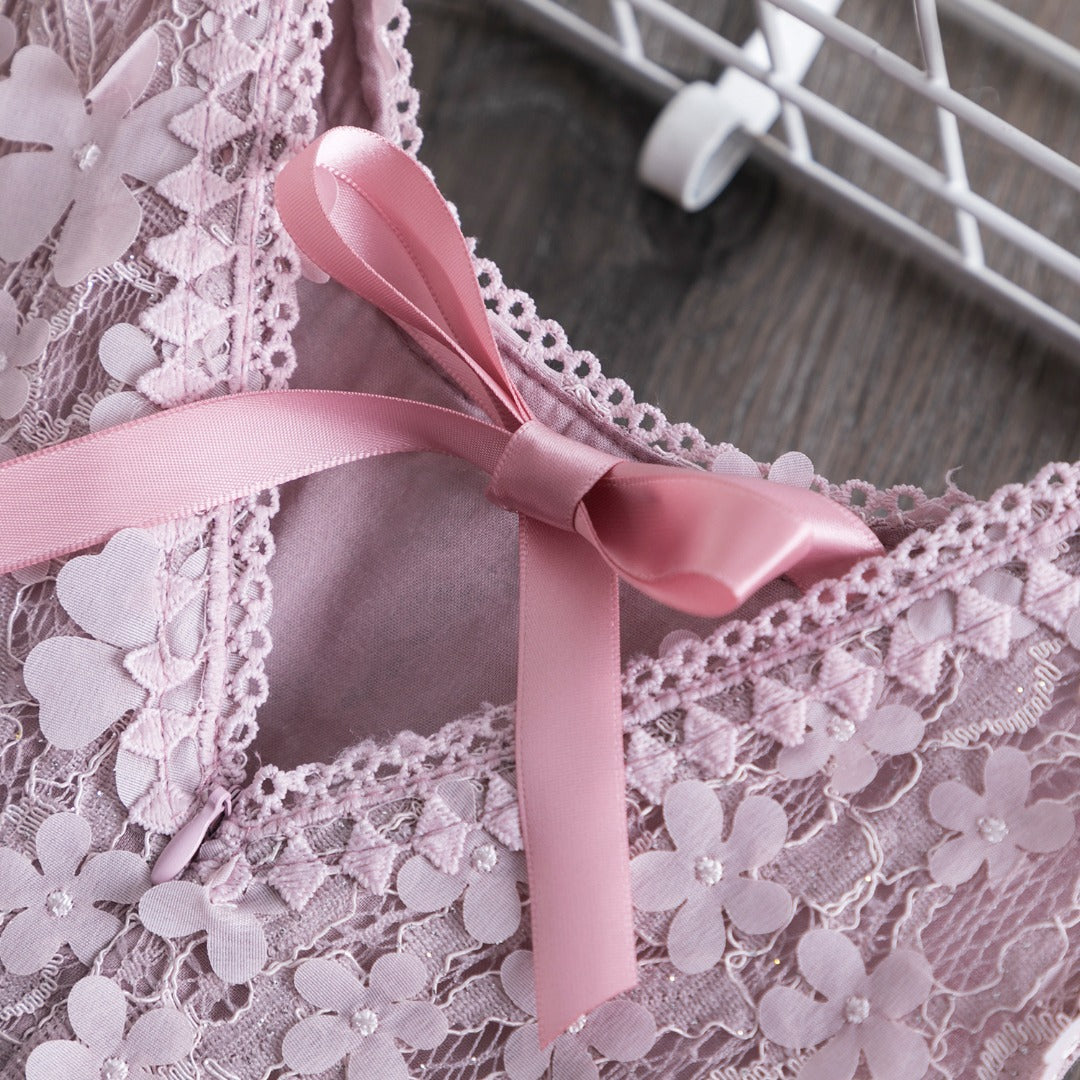 Rose Floral Print Lace Dresses for Girls