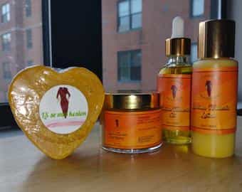 Turmeric Facial and Skin Set | Skin Moisturizer | Organic Products | Turmeric Lotion | Organic Sugar Scrub | Spa Gift Set