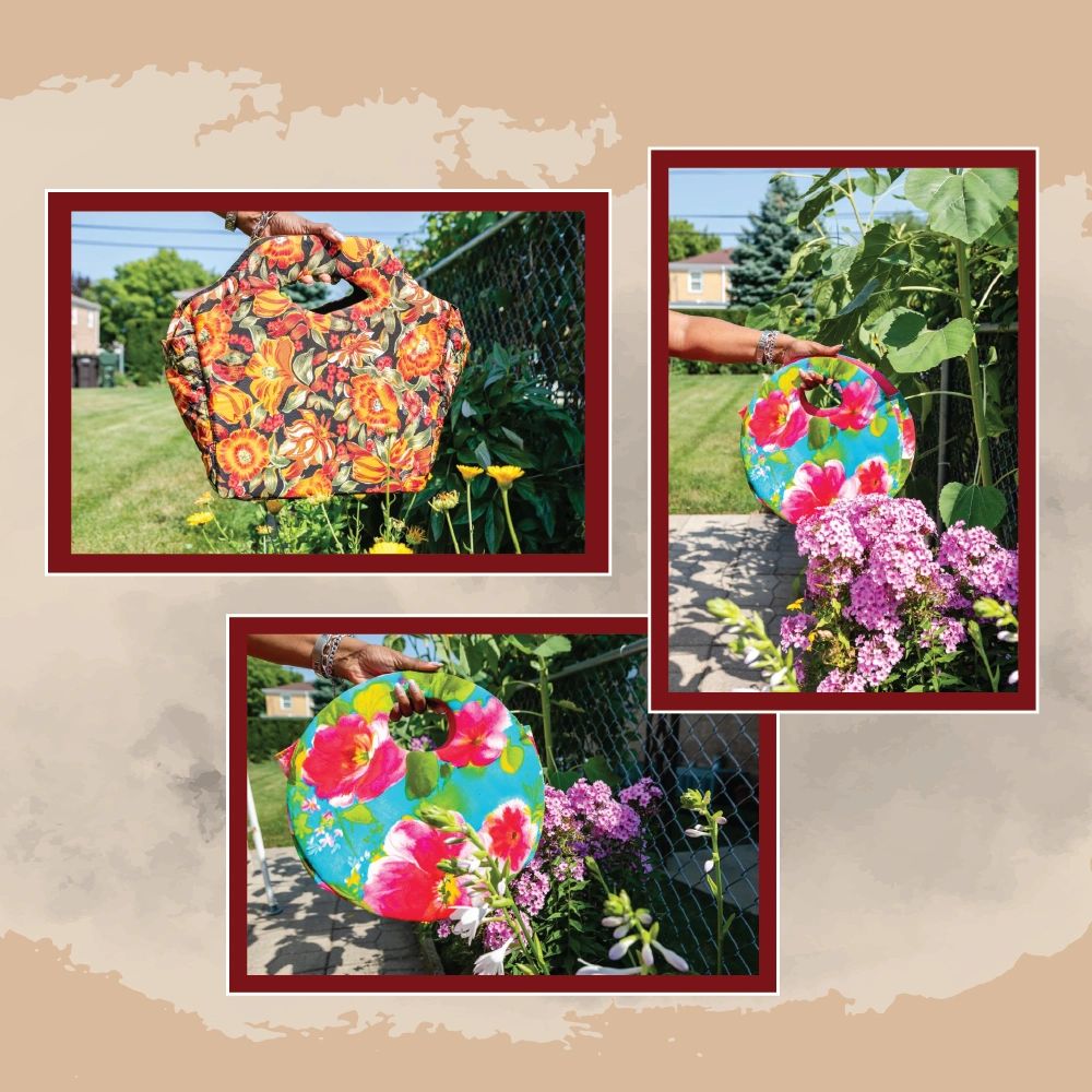 Floral Pink tulip 🌷 Print women Bag. Good size multifunction. Dress up or casual. Handmade in Haïti